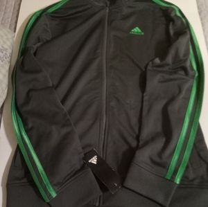 Adidas Boys Track Jacket, Grey with Green, Size XL, NWT